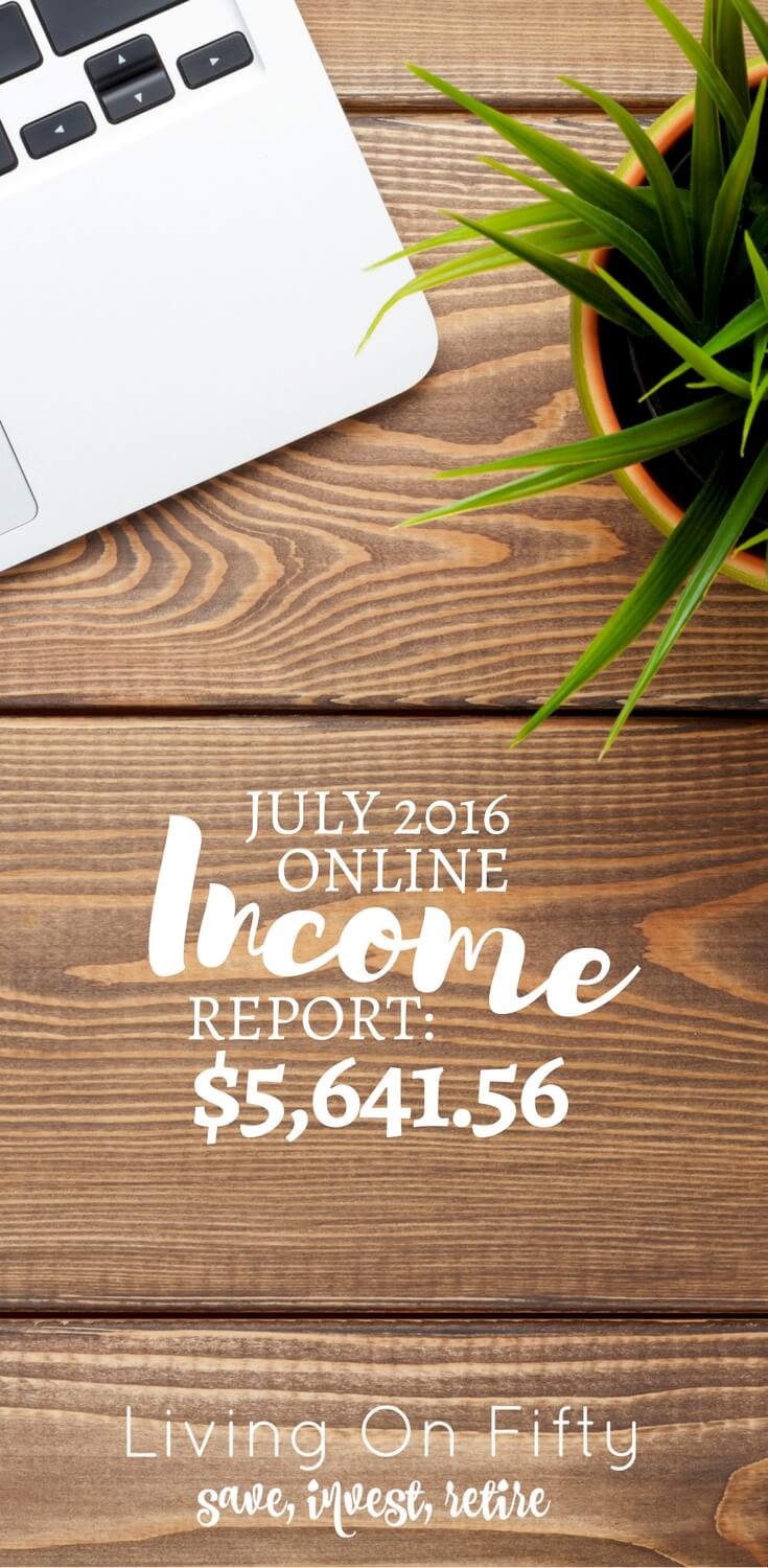 July 2016 Online Income Report - Living on Fifty